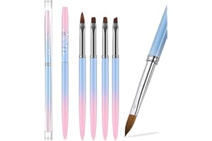 JASSINS Nail Clean Up Brushes,4PCS Gel Polish Nail Brushes Manicure Tools,For Nail Art Design Pen Painting DIY and Cleaning Nail Polish Mistakes on the Cuticles (PINK TURNS BLUE)