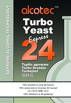 Turbohefe TURBO 24H PURE 205g - Alcotec Turbo Hefe Wodkahefe Wodka Destillieren Gärhefe Vodka Hooch Alkohol Alcoholmeter