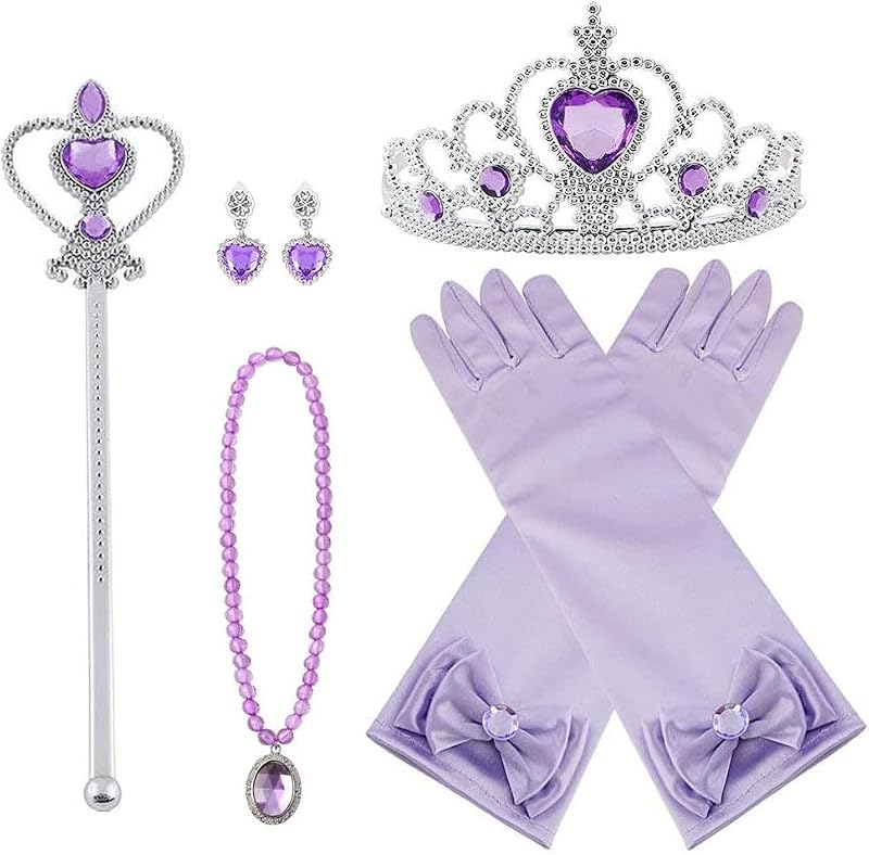 Vicloon Princess Dress Up 7PCS Set Crown Gloves Wand Necklace for Girls 3-9