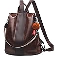 Women Backpack Purse Anti Theft Waterproof Detachable Covertible Casual Travel Shoulder Bag (Coffee)