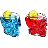 CKBASE Skull Glass Cup 12oz(350ML), Multipurpose Skull Glass, for Halloween Themed Party Wine Glasses, Holiday Gifts -2PK