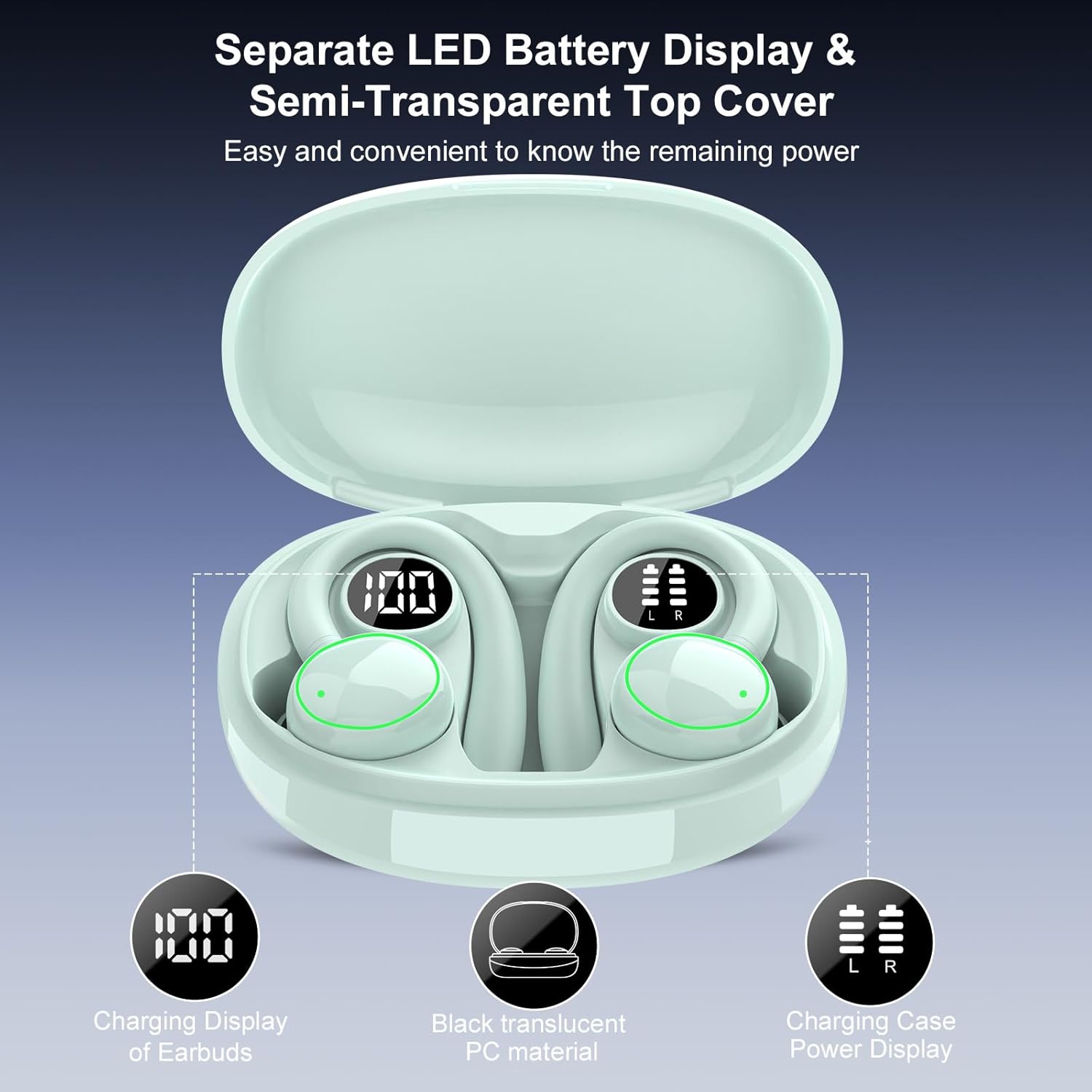 PEFUPEW C6 Earbuds with water splashing, illustrating IP7 waterproof rating