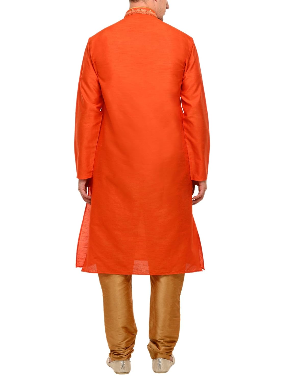 rg designers orange self design full sleeves kurta pyjama set