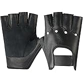 Long Keeper Genuine Leather Fingerless Driving Riding Gloves Outdoor Anti-Slip Sport Unlined Half Finger Glove for Men