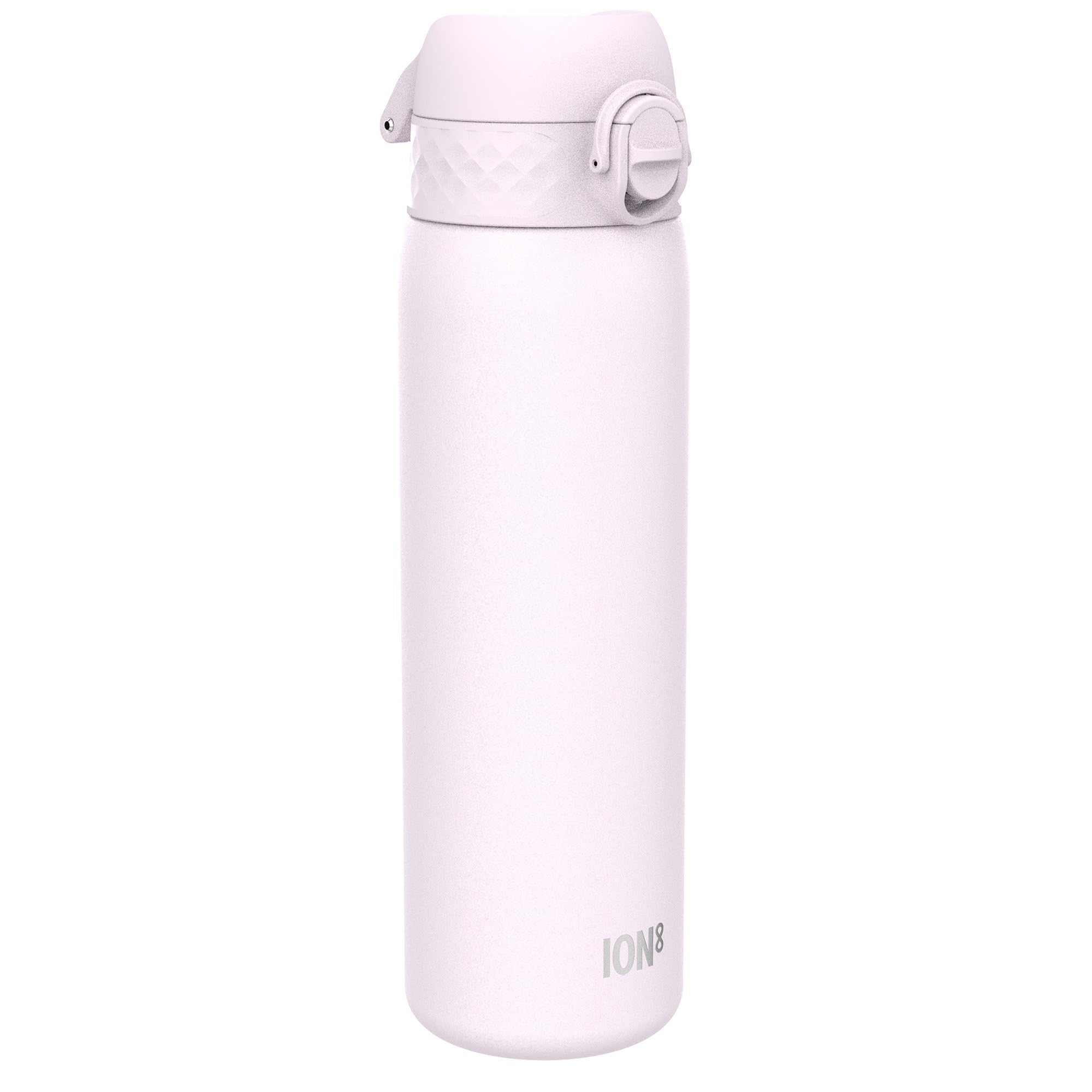Ion8 Lightweight Steel Water Bottle, 600 ml/20 oz, Non-Insulated, Leak Proof, Easy to Open, Secure Lock, Dishwasher Safe, Flip Cover, Fits Cup Holders, Carry Handle, Metal Water Bottle, Lilac Dusk
