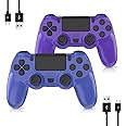 eeidc PS4 Controller 2 Pack Wireless Remote Control for Playstation 4/Slim/Pro with Double Shock/Audio/Six-axis Motion Sensor(Purple and Blue)