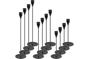 LEIFEOSH Black Candlestick Holder Set of 12 for Taper Candles, Decorative Candle Holders Bulk Candle Stick Holders Taper Candle Holders for Table Centerpiece Wedding Dinning Party Anniversary Home Decor