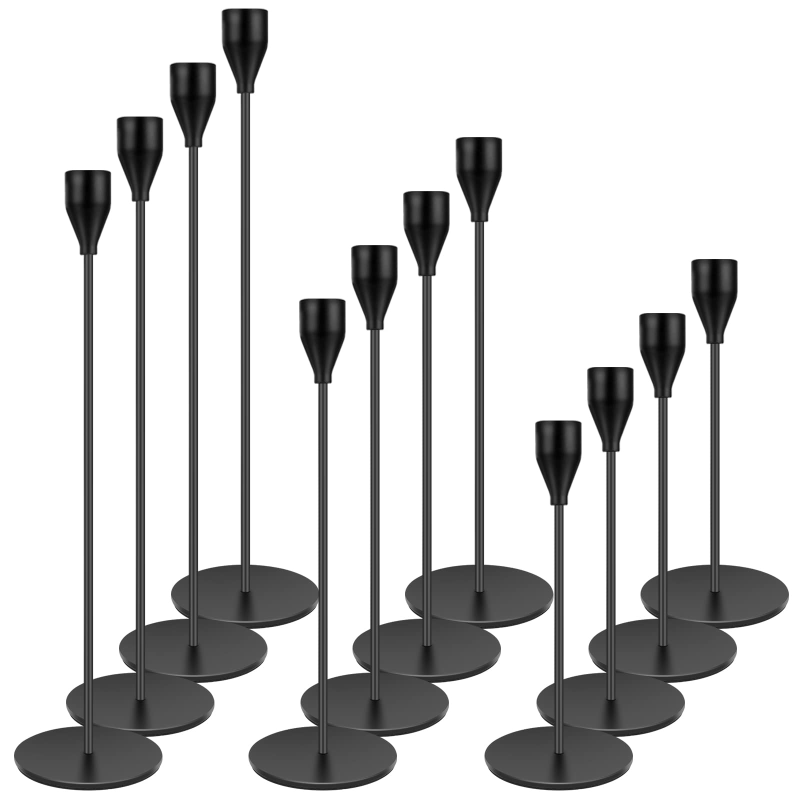 Photo 1 of Black Candlestick Holder Set of 12 for Taper Candles, Decorative Candle Holders Bulk Candle Stick Holders Taper Candle Holders for Table Centerpiece Wedding Dinning Party Anniversary Home Decor