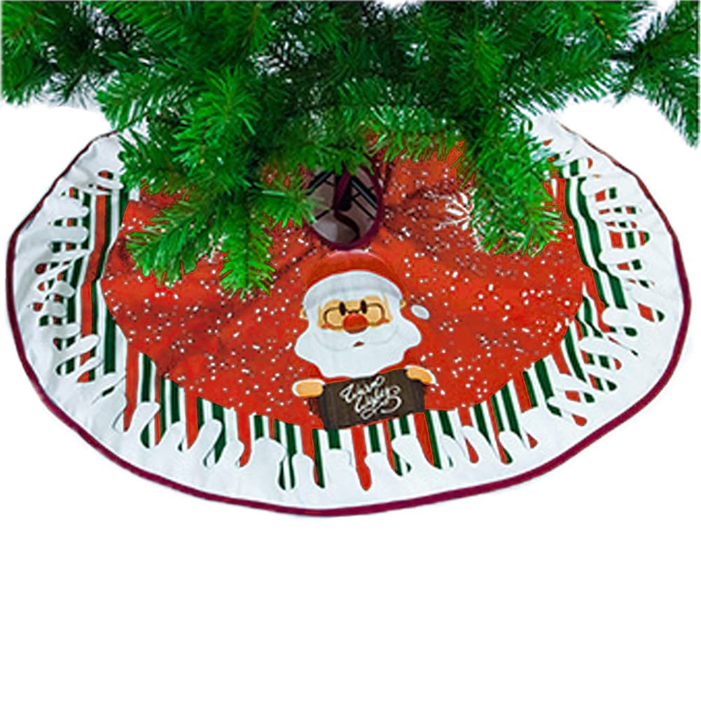 Christmas Tree Skirt 36inch Christmas Tree Floor Mat Cover Santa Claus Elk Christmas Tree Decorations Large Non-woven Apron Xmas Tree Skirt Base Cover Xmas Tree Decor for Christmas Holiday Party Decor