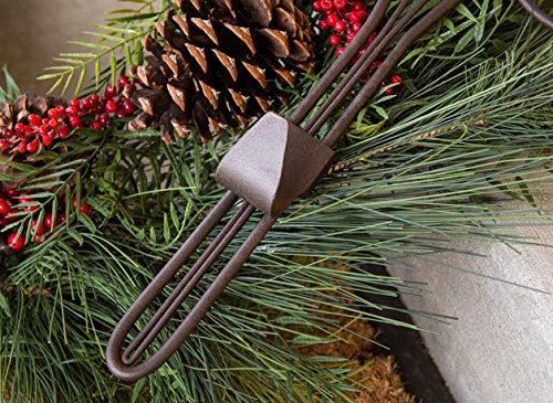 [Front Door WREATH HANGER] - Ivy Design | ADJUSTABLE Hook Length for Tall and Small Doors | PADDING to Prevent Damage like Scratch and Dents | Heavy Duty Cast Iron Metal Hangar - (Brown) - Thumbnail 2