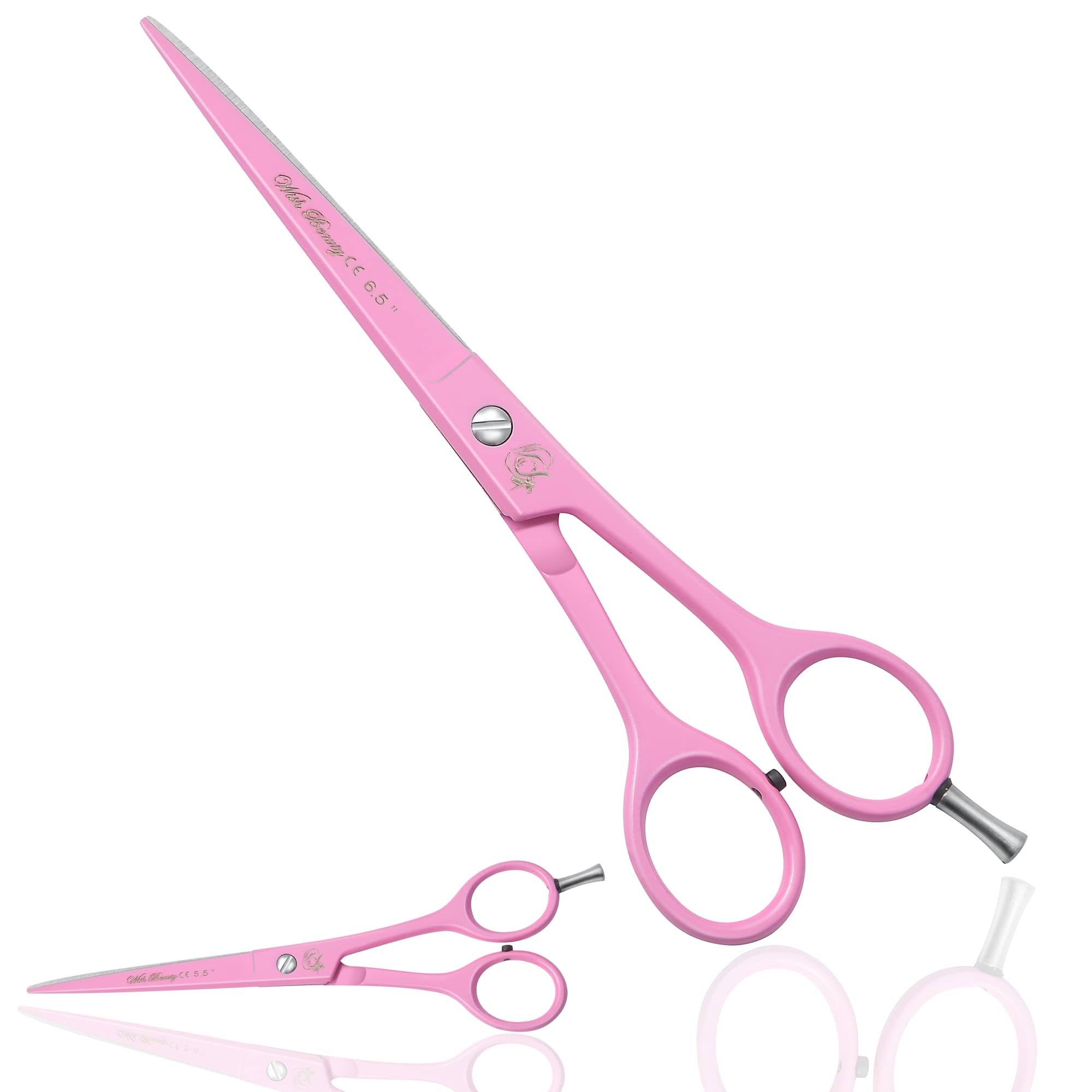 Pink Professional Barber Hairdressing Scissors THINNING Hair Cutting Shears Set+ CASE (Pink Scissors 6.5")