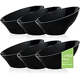 BESTVIP 54oz Black Plastic Serving Bowls for Party - 12 Pack Angled Disposable Serving Bowls, Party Bowls for Chips, Snacks, Fruit, Salad - Catering Bowls for Daily Use, Parties,Halloween, Christmas