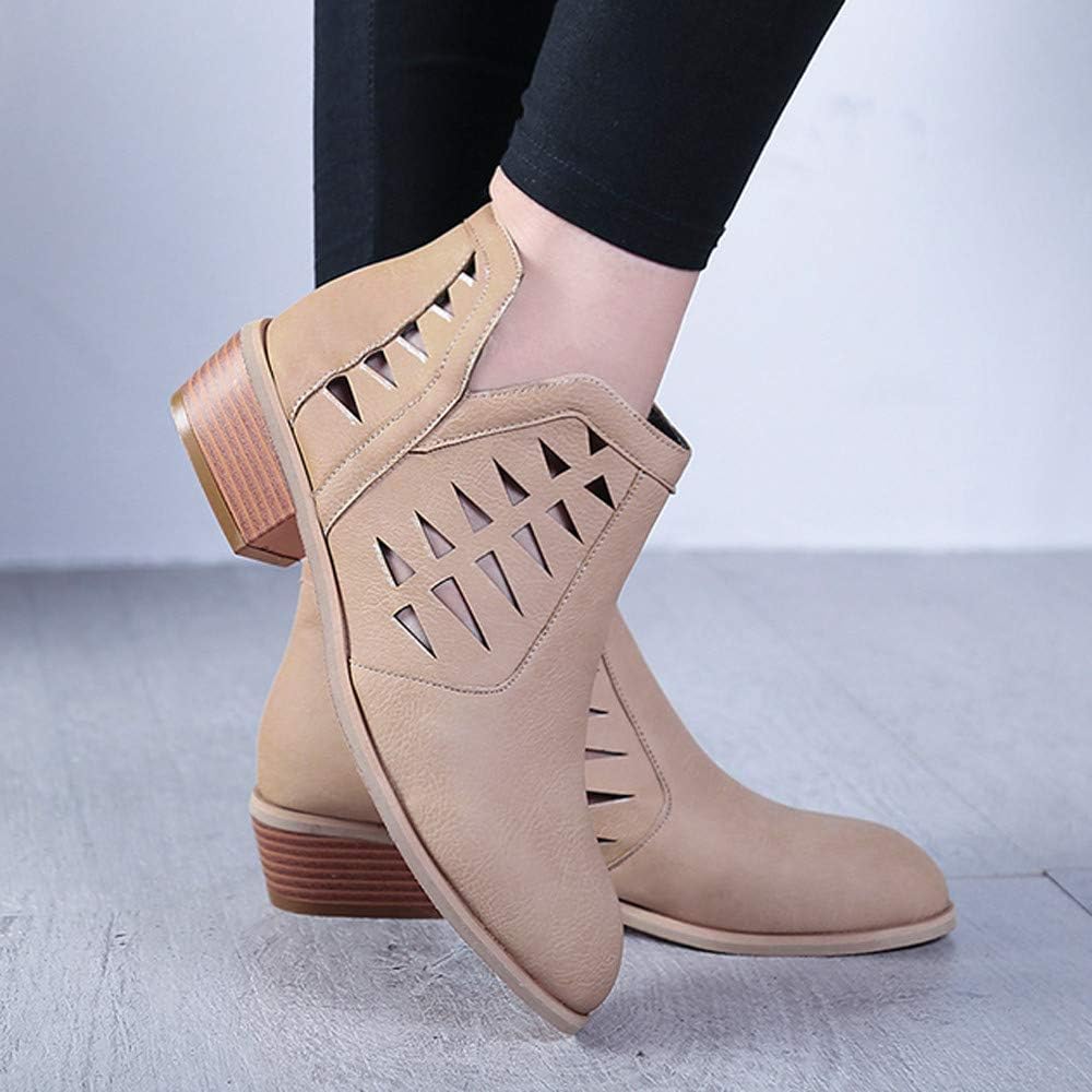 LANSKRLSP Stivaletti Donna con Tacco Stivali Cuoio Flat Invernale Moda  Bassi Blocco Zeppa Eleganti Comode Ankle Stivali Chelsea caffè Cachi Nero  35-40 Scarpe urban-earth.co.uk