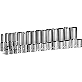 Capri Tools 3/8 in. Drive Shallow and Deep Chrome Socket Set, 6-Point, 8 to 22 mm, 30-Piece