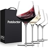 Potdoctor Red Wine Glasses Set of 4-18oz,White Crystal Hand Blown Wine Glass with Long Stem, Ultra-thin for Wine Tasting, Gift for Anniversary, Birthday, Party