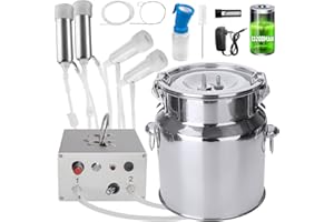 LABFENG 14L cow/goat two-in-one milking machine,portable pulsating vacuum pump,food grade 304 stainless steel milk bucket,bucket lid with check valve,stop when milk is full (13200mAh battery model)