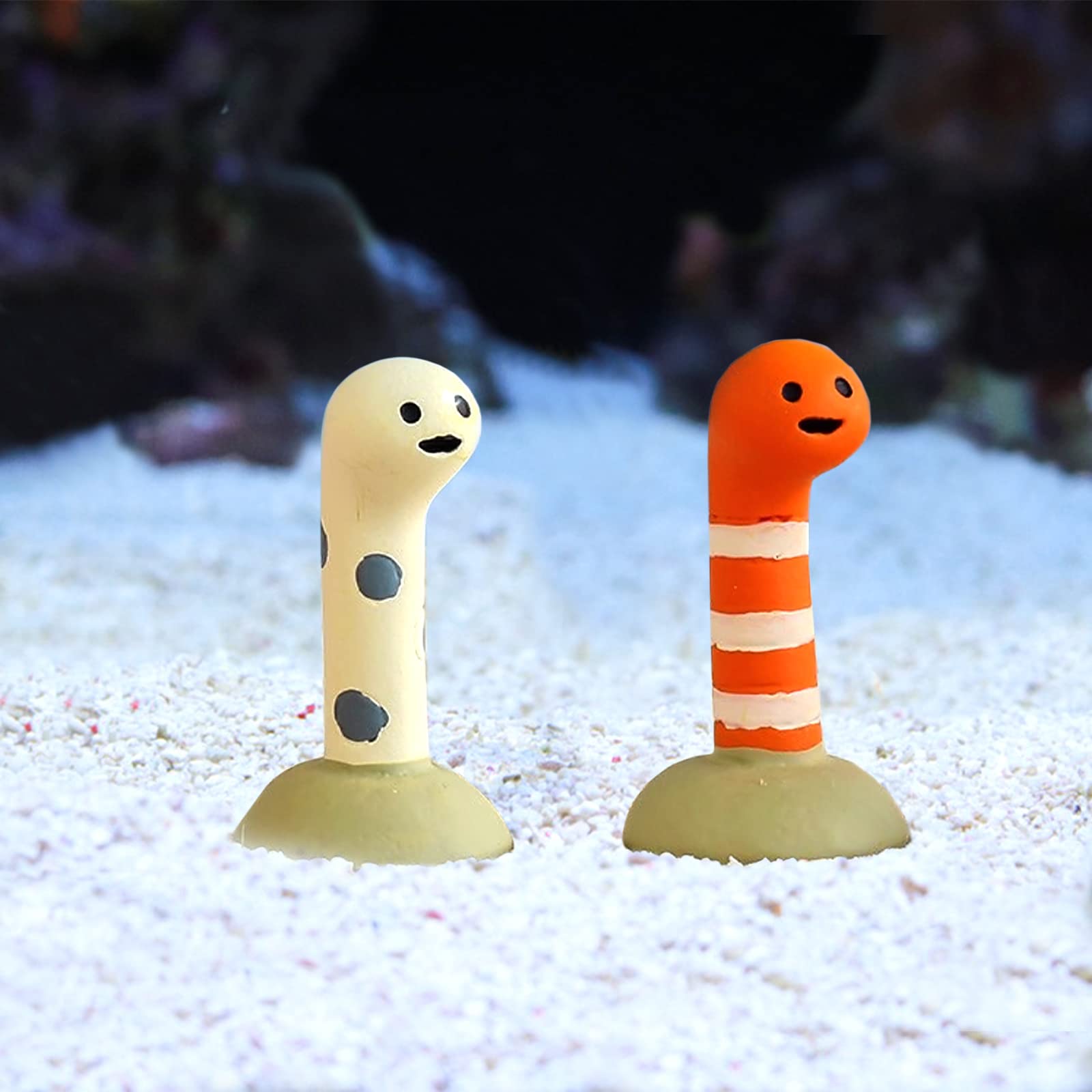FuninCrea 2 Pcs Mini Aquarium Ornaments, Cute Resin Fish Tank Decorations - Submerged Moray Eel, Aquarium Landscape Decoration for Freshwater Saltwater (01#)