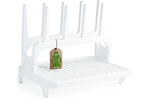 PopYum Glacier White Space Saving Drying Rack from 100% Recycled Bottles, countertop for Baby Bottles, Plastic Bags, Cups, Glass, tumblers, Compact