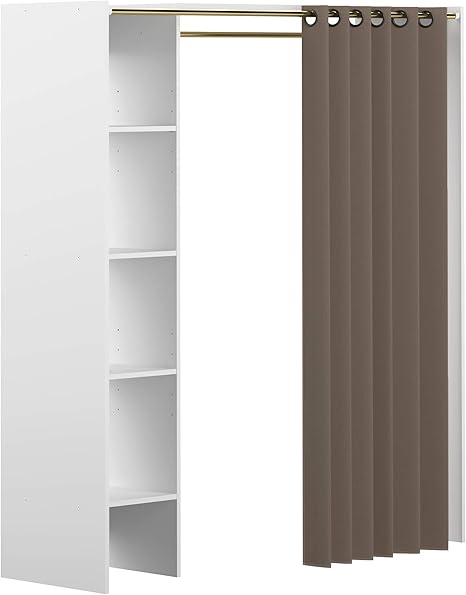 Amazon Marke Movian Arga Kleiderschrank 123 160 X 50 X 182 Cm L X T X H Weisser Korpus Blaugrauer Vorhang Amazon De Kuche Haushalt