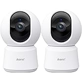 Arenti 360° View 5MP Pet Camera 2 Pack, 5G&2.4G WiFi 6 Baby Monitor, Indoor Security Camera, Free Phone App, Motion Tracking,