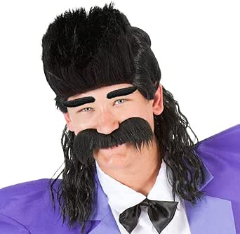 Amazon Com Evil Bratt Adult Costume Mullet Wig Black Clothing