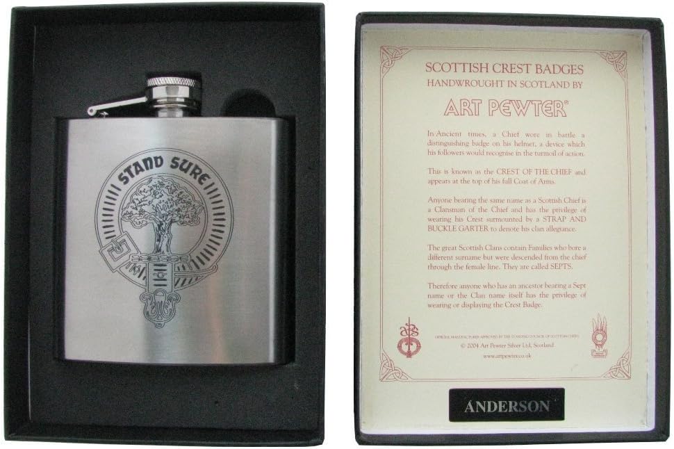 Scottish Clan Crest 6oz Hip Flask, Available in over 100 Clan Crests (MacGregor HF6/C60)
