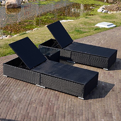 Bestmart INC Outdoor Single Rattan Wicker Sofa Chaise Lounge Chair with Cushion Garden, Black