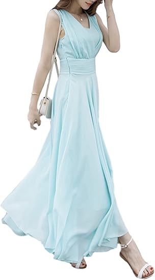 Amazon ゴラッソ ワンピースドレス マキシ丈 薄緑 4l ボタニカル ゆる 膝下 きれいめ おしゃれ オールインワン Aライン Vネック シフォン シフォンワンピ シフォンワンピース レディース F117 天蓝色 3xl イブニングドレス 通販