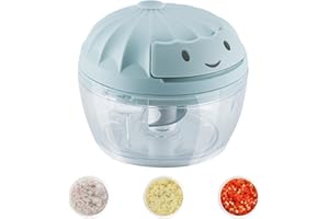 SAYIHEXIHE Garlic Mincer Mini Manual Hand Food Chopper with Container Kitchen Onion Vegetable Cutter Veggie Chopper Blue 160m