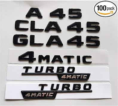 2018 Flat GLA45 AMG BITURBO//////AMG Gloss Black Badge Sticker for Mercedes Benz