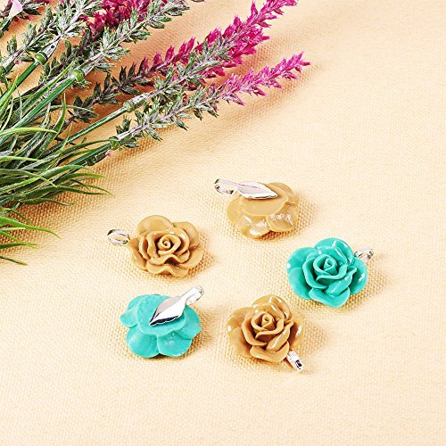 PandaHall Elite 100 Pcs Tibetan Style Alloy Glue on Flat Pad Bails Leaf Shape Pendants Charms Connector Hanger 21x8x6mm for Jewelry Making 3 Colors - Thumbnail 5