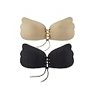 DGXINJUN Women's Strapless Invisible Bra Adhesive Push up with Drawstring