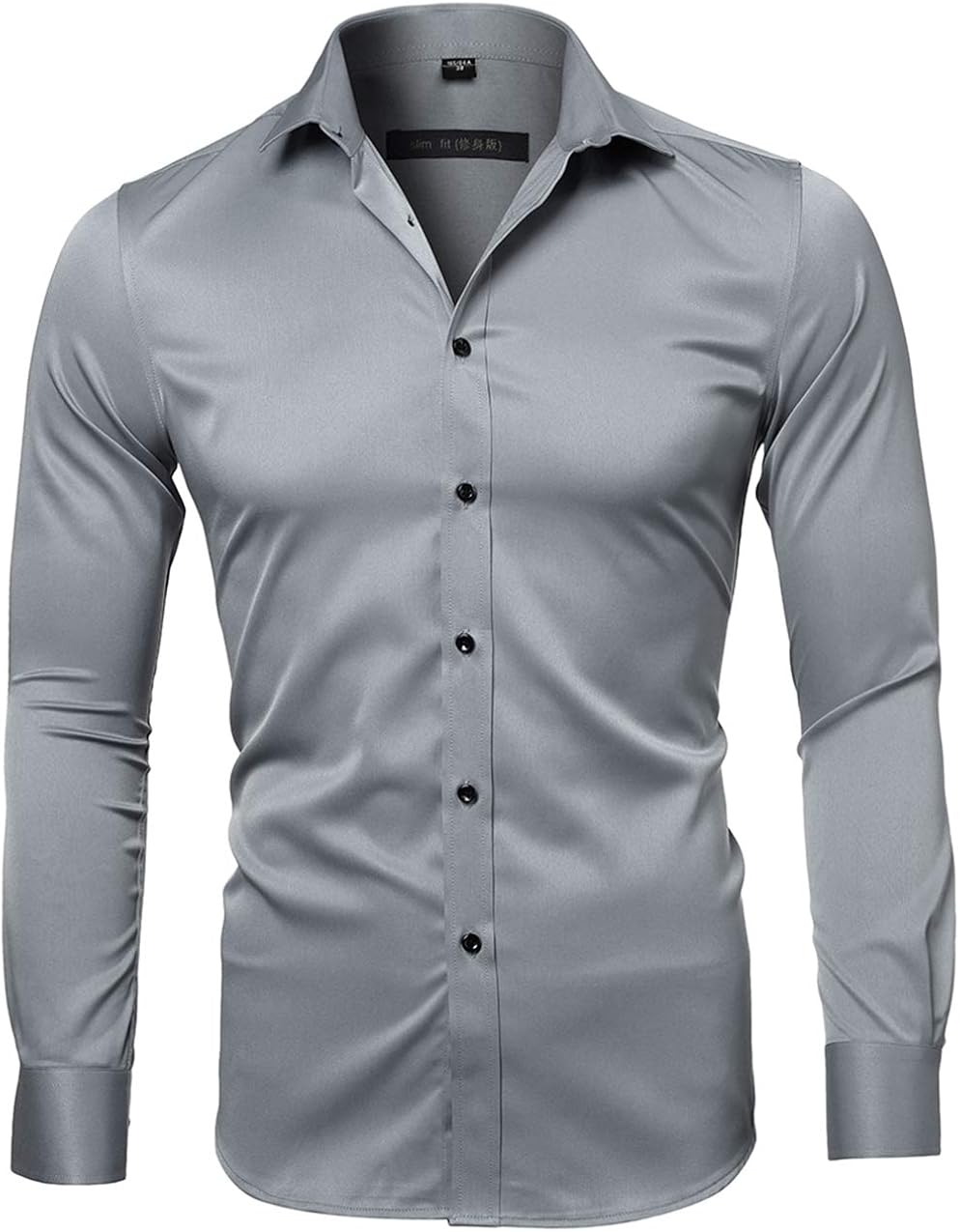 FLY HAWK Mens Dress Shirts, Slim Fit Long Sleeves Elastic Bamboo Fiber Button Down Shirts at  Men’s Clothing store