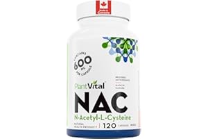 PlantVital NAC Supplement Maximum Strength 600mg - Made in Canada, Health Canada Licensed - NAC Potent L-carnitine Source - A