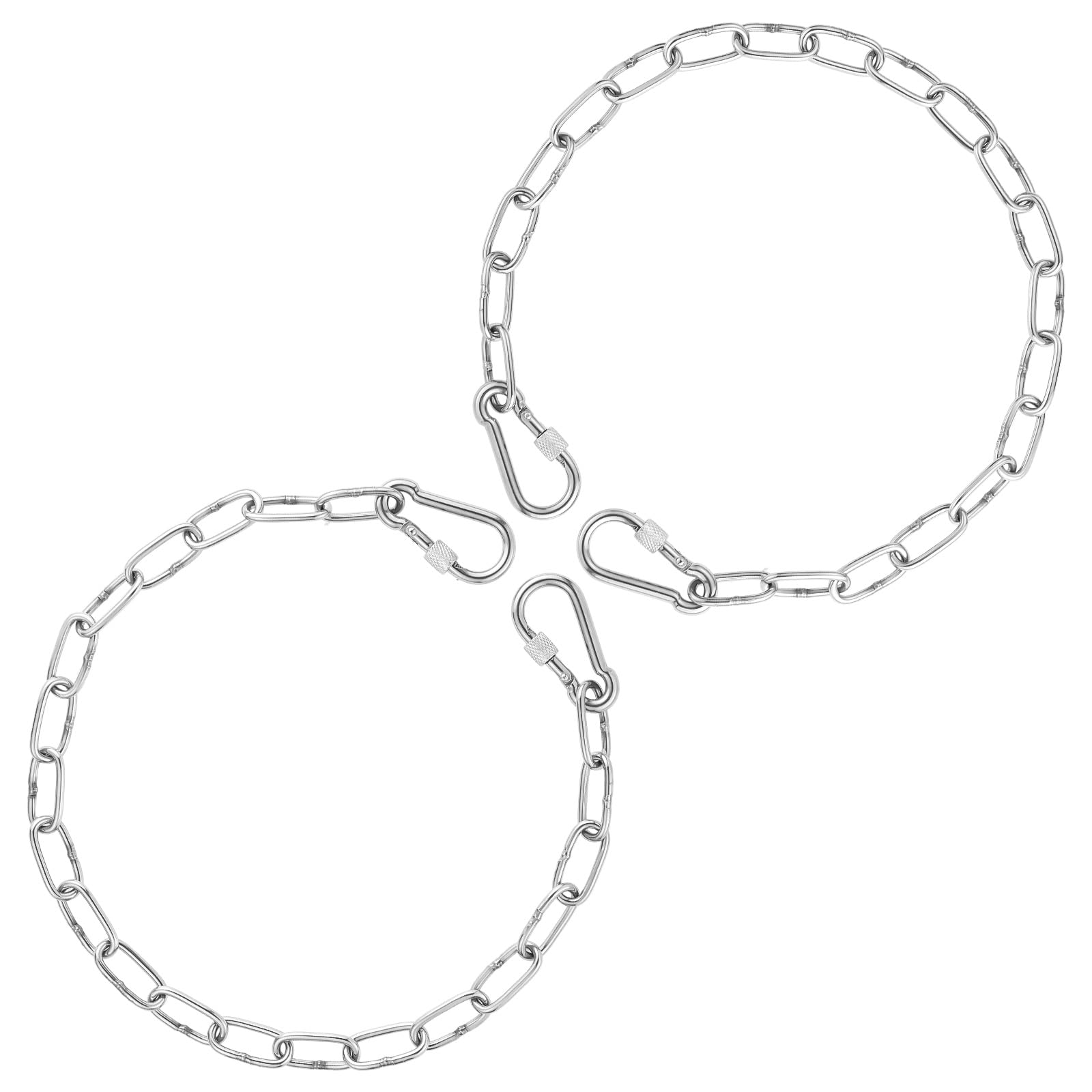 lasuroa 2pcs Gate Chain Locks for Outdoor Fence, 20 Inch Stainless Steel Gate Link Chain Lock with Metal Buckles Chain Link Gate Latches for Pet Cages, Horse Goat Cow Dog Corral Supplies