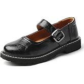 Mary Jane Shoes Women Platform Non-Slip Classics Round Toe Ankle Strap Comfort Casual Oxford Dress Work Mary Jane Flat Shoes