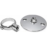 HIGHCRAFT Loop &amp; Flange Ceiling Support Kit, 2-Piece Set for 1&rdquo; OD Rod, Chrome Plated Steel, Includes Mounting Hardware