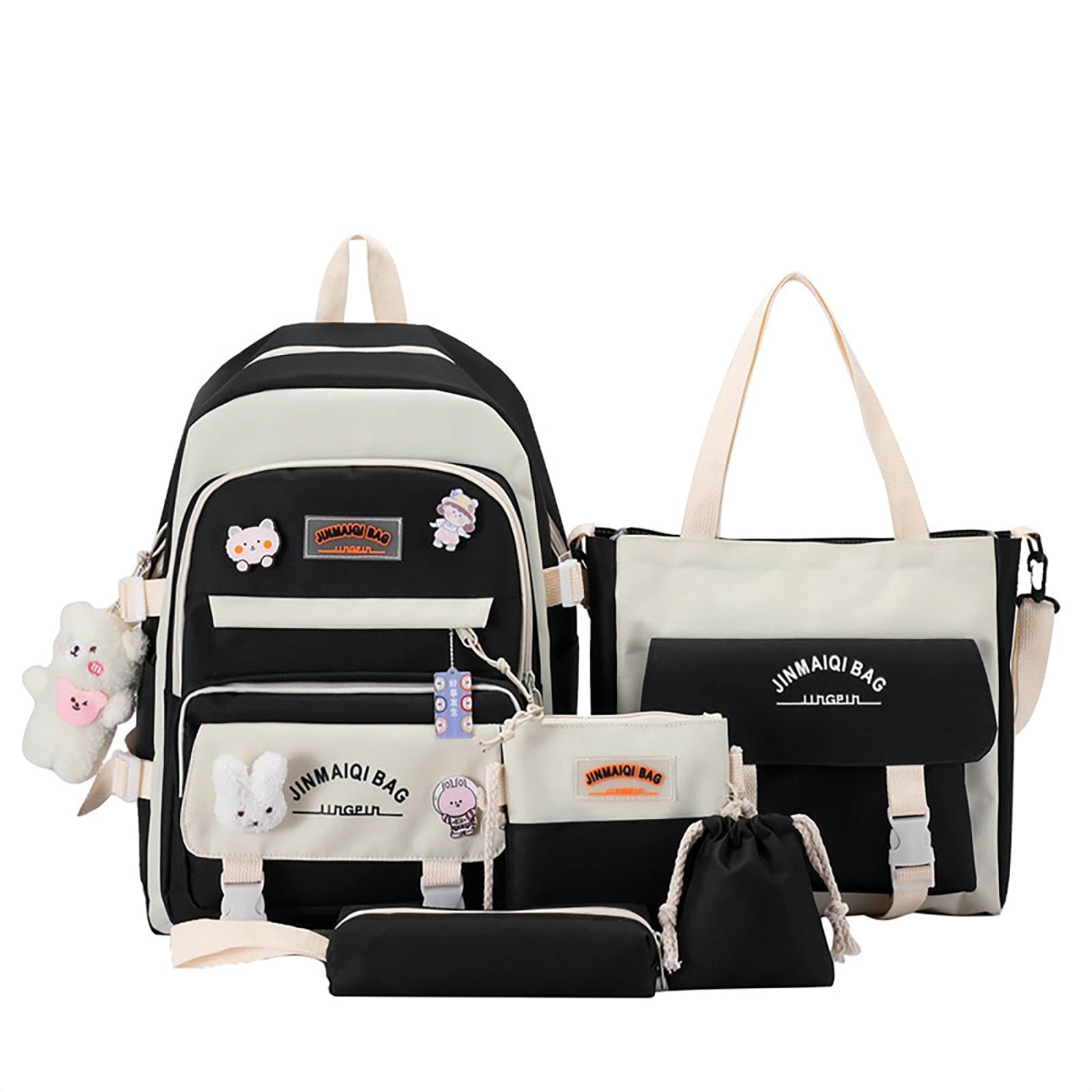 YGYCF Kawaii Backpack 5Pcs Set for Student with Cute Bear Accessories ...