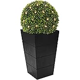 SEVENLOVE 29in Artificial Plants with LED Lights,Artificial Boxwood Topiary Trees Artificial Outdoor with Pot, Artificial Plant Shrub for Front Porch Home Office Decor… 