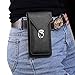 Soft Leather 2 Pouches Phone Bag, EpicGadget Vertical Belt Waist Pouch Bag Belt Loops Belt Clip on for Apple iPhone/Samsung Galaxy/Smart Phone (Black)