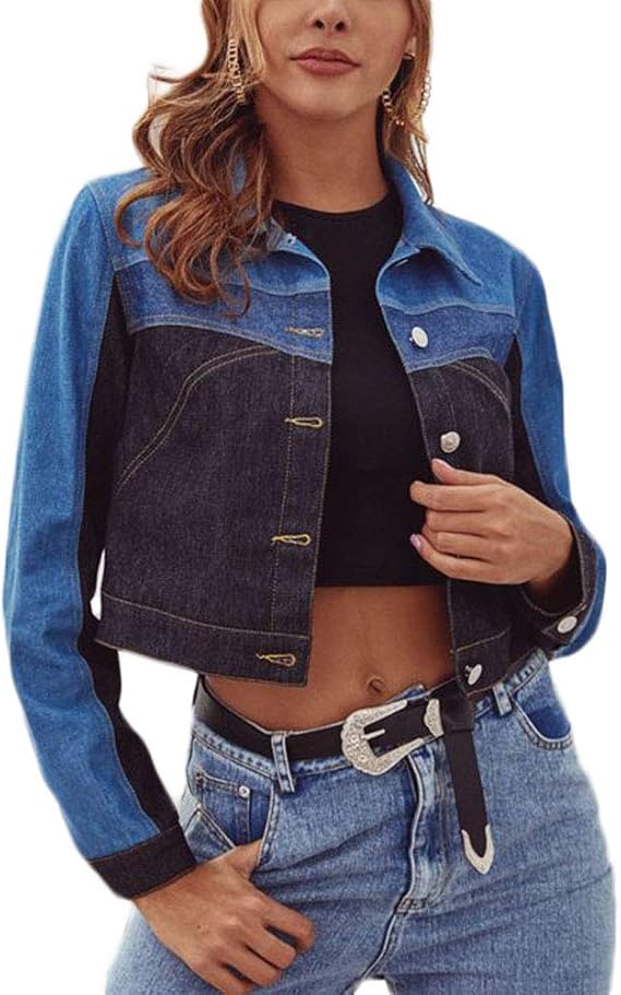 Jean Jackets Women Young Fashion Mixed Colors Long Modern Casual Sleeve