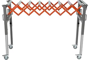 JISCULO Adjustable Conveyor Roller,Flexible Roller Conveyor Can Handle Up to 300 Pounds Weight, Portable Expandable Roller Conveyor Height Adjusts Up to 36 inches