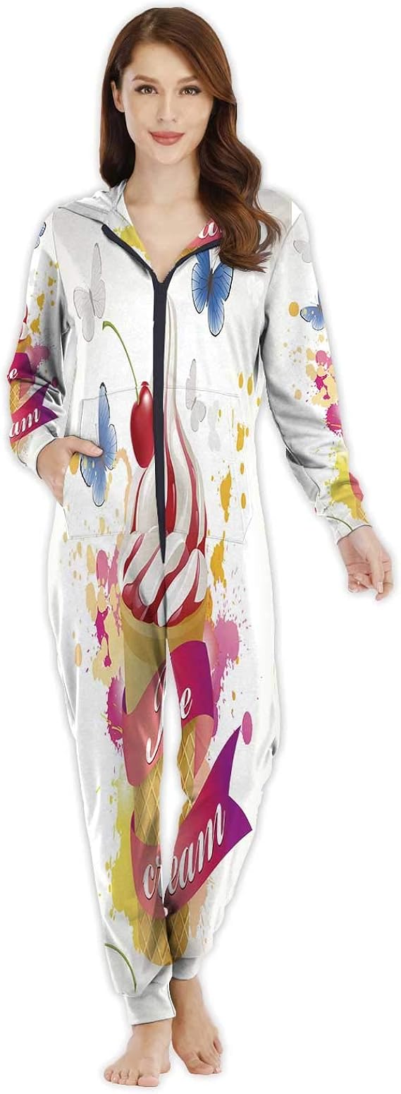 Ice Cream Over Bright,Women's Onesie Pajamas Sportswear M Clothing