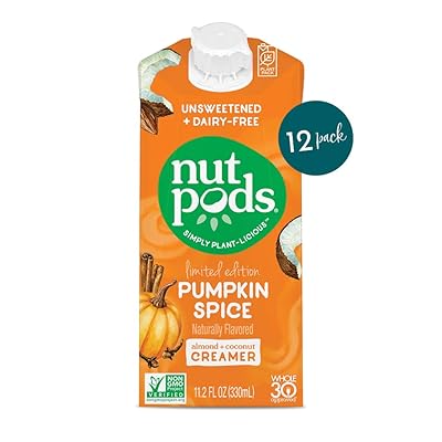 nutpods Pumpkin Spice, Unsweetened Dairy-Free Liquid Coffee Creamer Made From Almonds and Coconuts (12-pack)