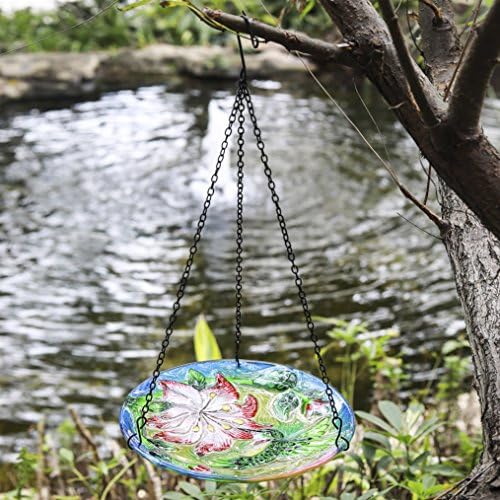 Winsome House Hummingbird with Flower Hanging Bird Bath, Multi