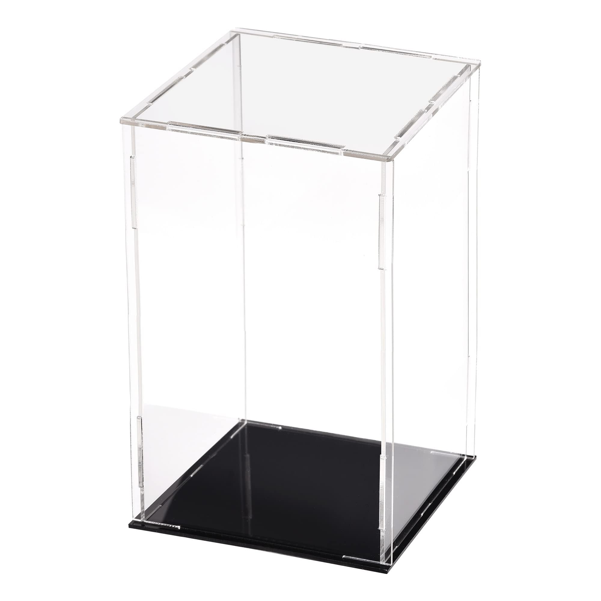 Unifizz Clear Acrylic Display Case Countertop Box Cube Organizer Stand Dustproof Protection Showcase for Action Figures Collectibles Home Storage 3.9x3.9x7.9inch