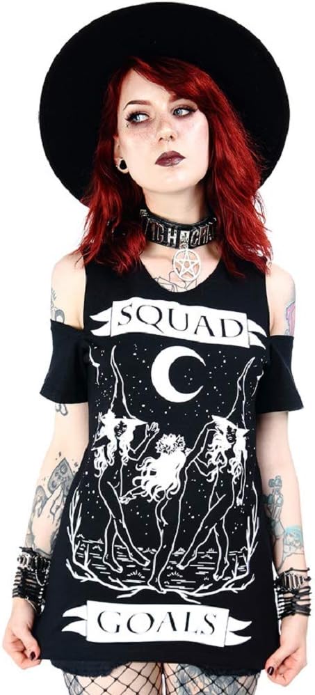 RestyleOccult Wicca Squad Goals Cold Shoulder Top - Black