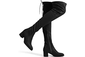 DREAM PAIRS Women's Laurence Over The Knee Thigh High Chunky Heel Boots Long Stretch Sexy Fall Boots
