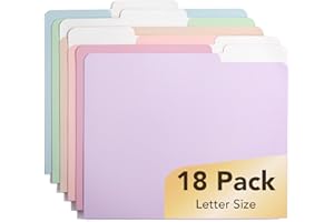 Mr. Pen- File Folders, 18 Pack, 1/3-Cut Tab, Letter Size, Colored Folders, Office Supplies with Tabs
