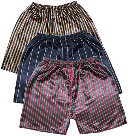 (Pack of 3) Mens Sleepwear - Silk Couture Boxer Shorts / Pajama Shorts M-L Multicolor